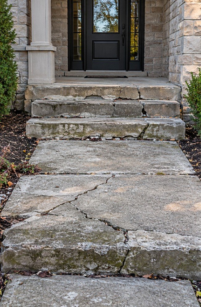 Front Steps & Walkway before, damaged concrete